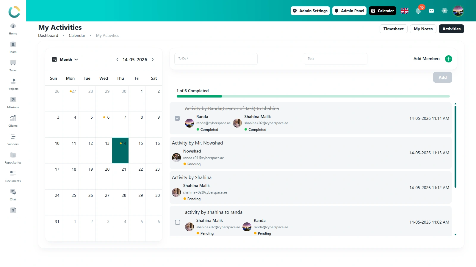 NOVOLOGS Timesheet Actions Web View