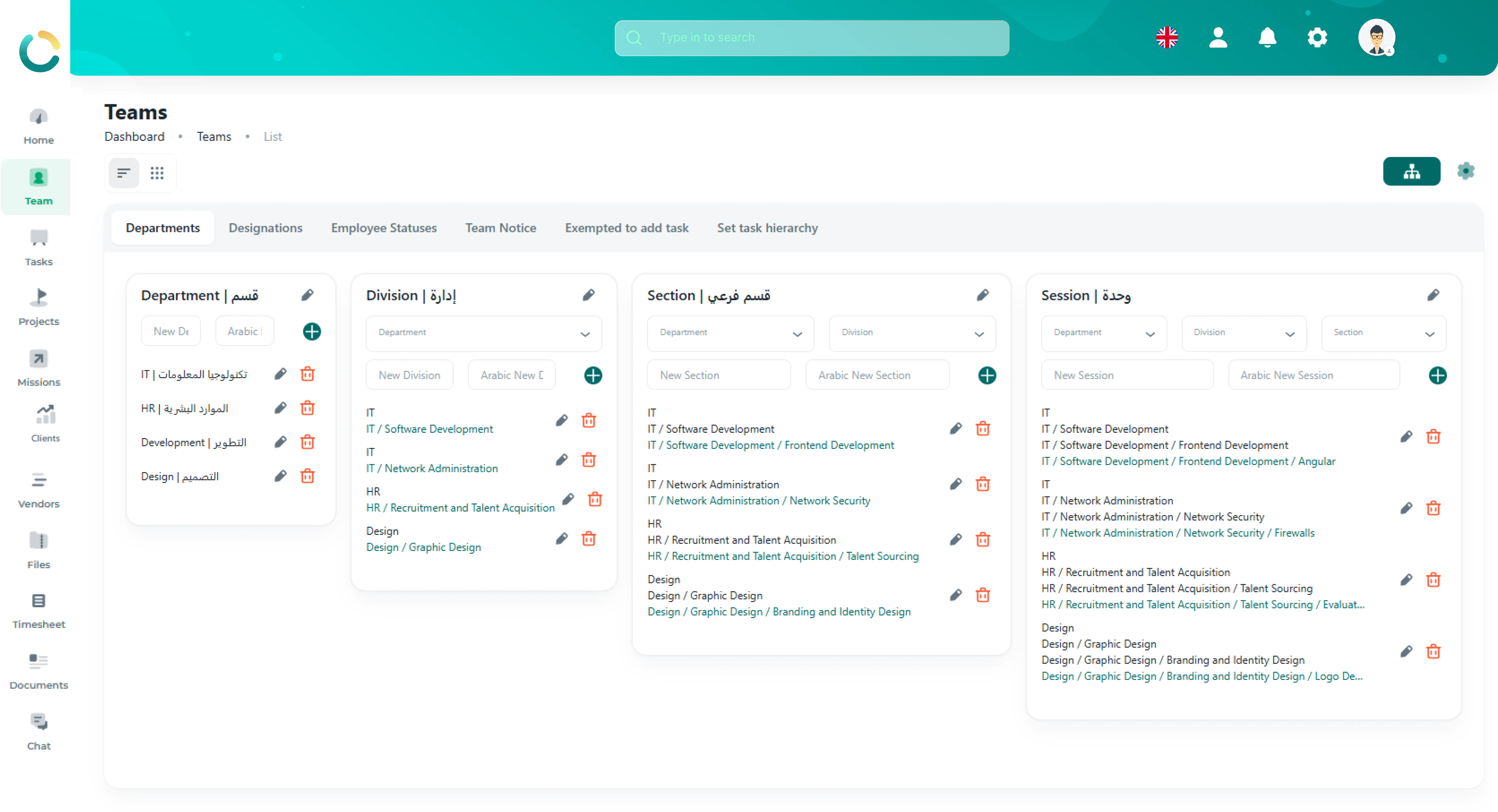 NOVOLOGS Teams and Departments