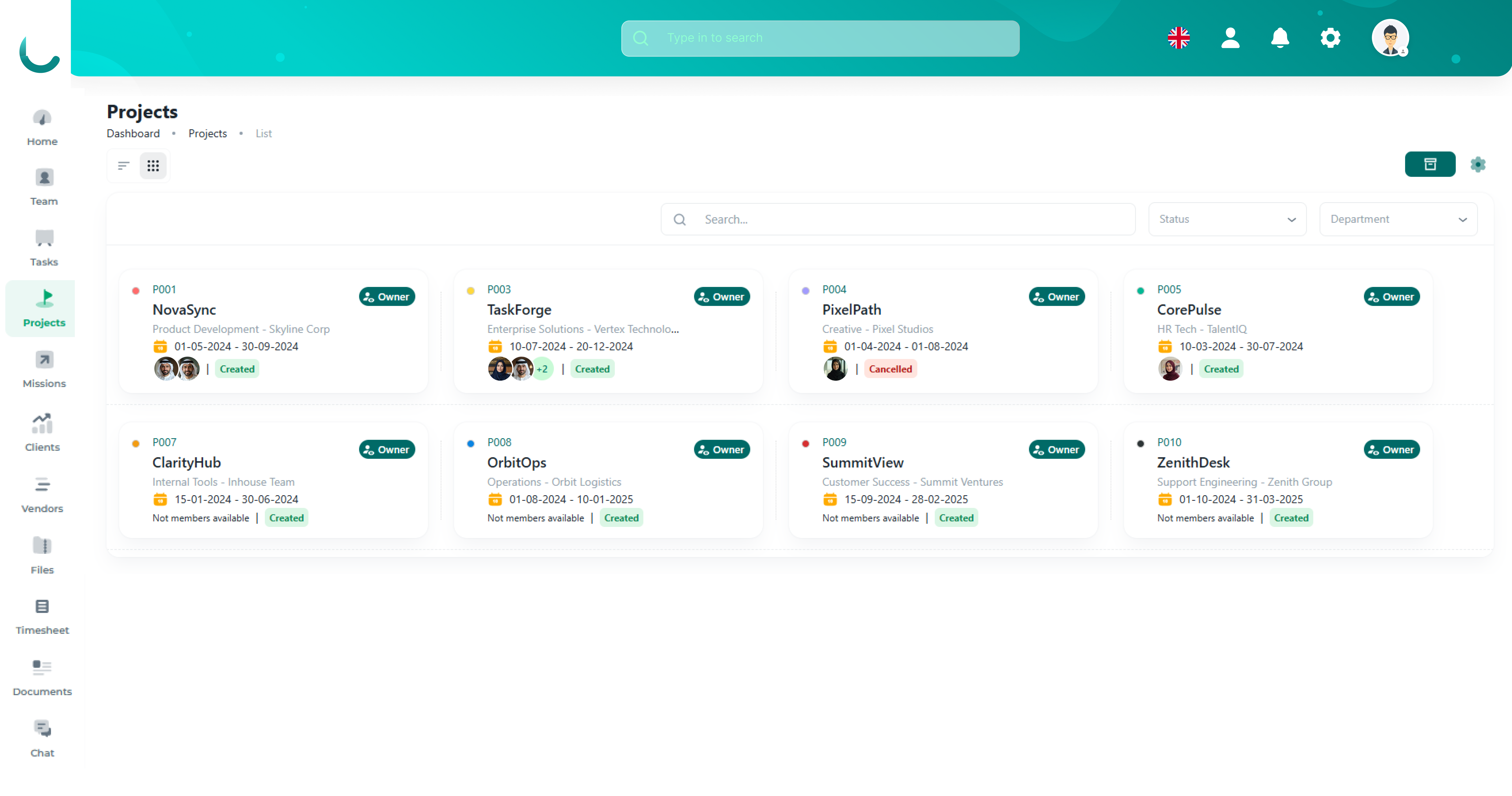 NOVOLOGS Project Creation