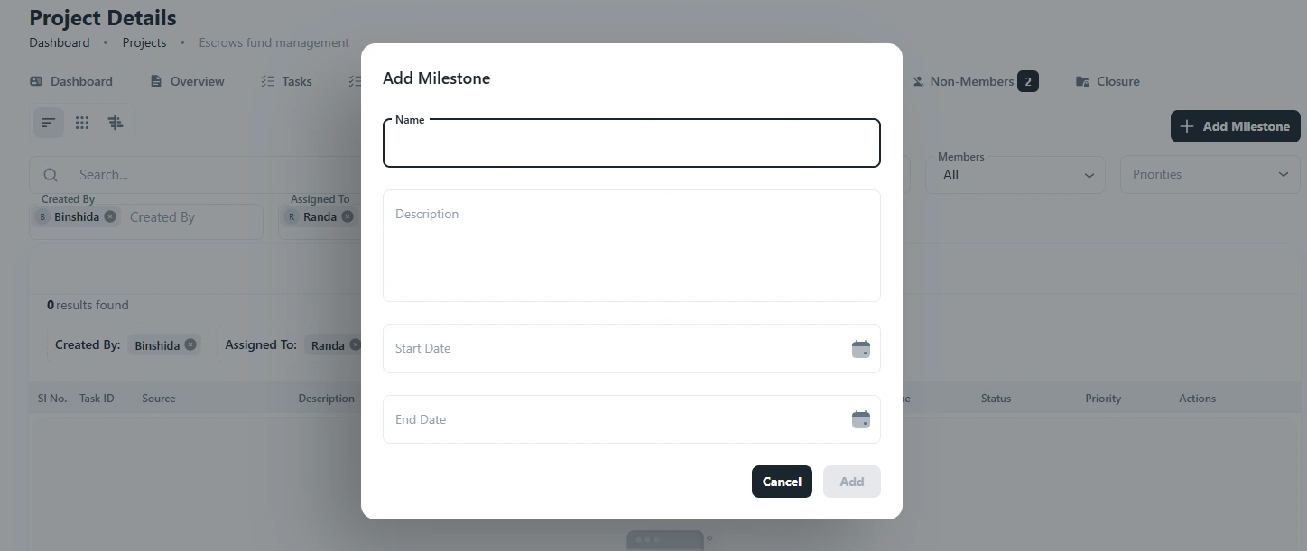 NOVOLOGS Project Milestone Creation