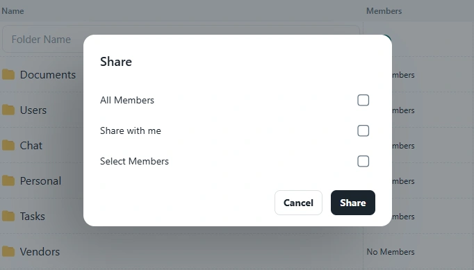 NOVOLOGS File Member Sharing Web View